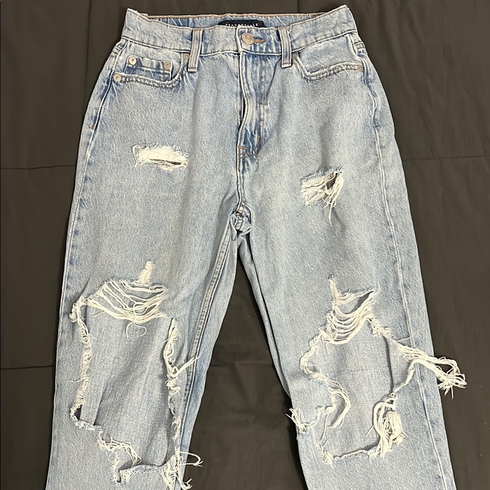 Aeropostale Blue Boyfriend Jeans Distressed High-Waisted
